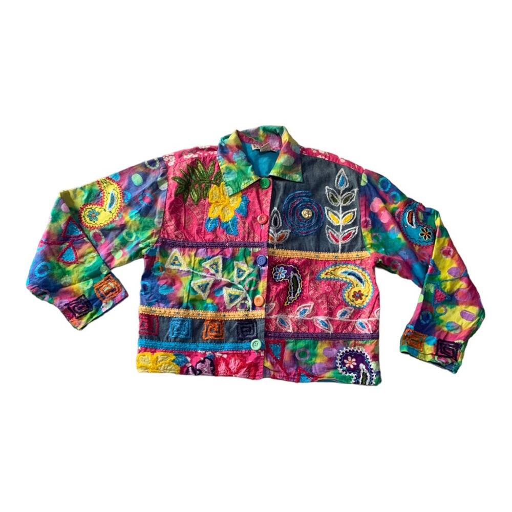 Lifestyle womens small vintage blazer colorful rainbow psych cute barbie quirky